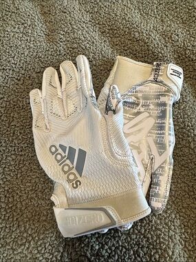 adidas White and Silver Men's Football Gloves